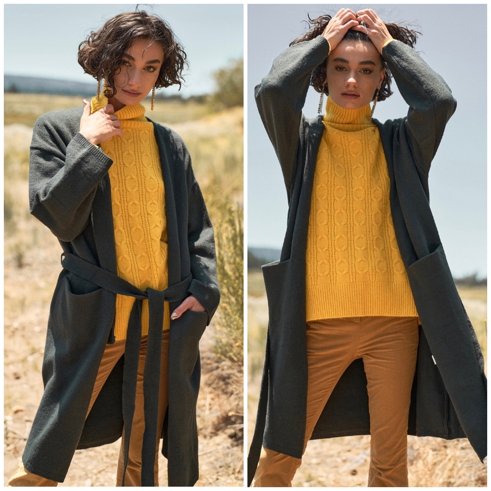 LAST ONE❗️GRADE & GATHER Dark Pine Longline Open Cardigan - Picture 4 of 5